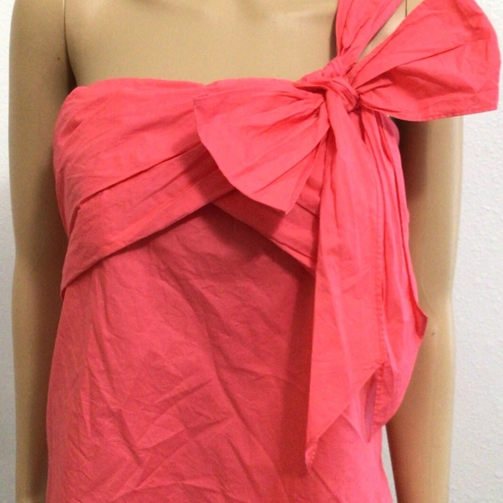 J. Crew NWT Wildflower Pink One Shoulder Large Bow Blouse Size 4